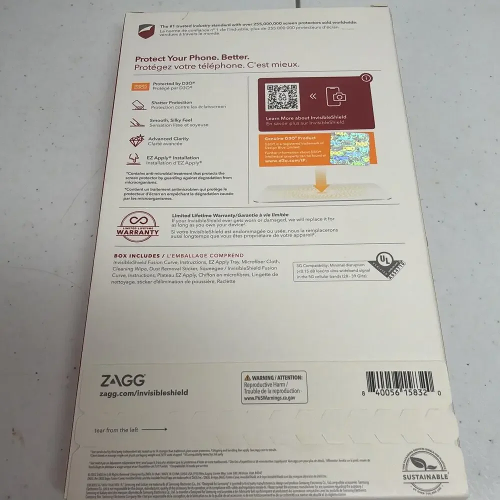 ZAGG Fusion Curve D3O Screen Protector Samsung Galaxy S22 Ultra NEW